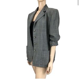 LINDA ALLARD ELLEN TRACY two front pocket plaid blazer